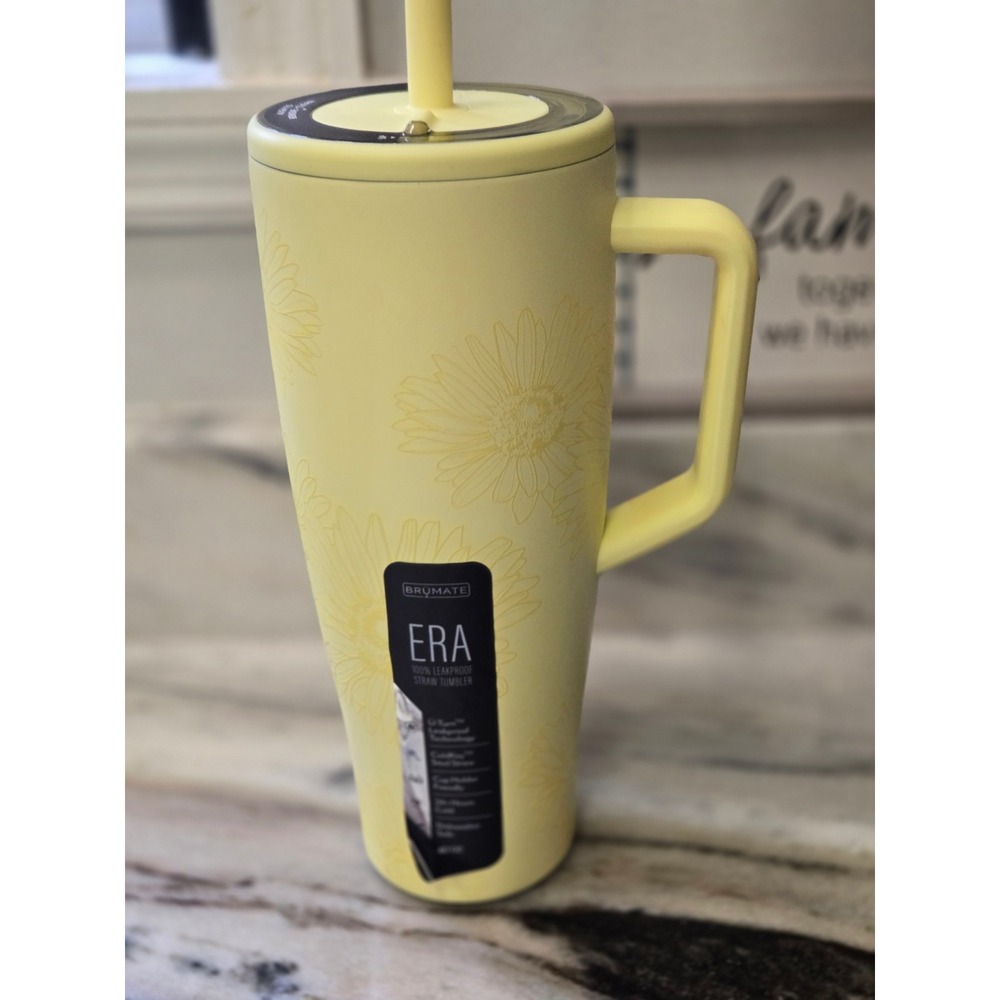 Brumate Era 40oz Leakproof Straw Tumbler Citrus Daisy Yellow Floral DWER40CTD